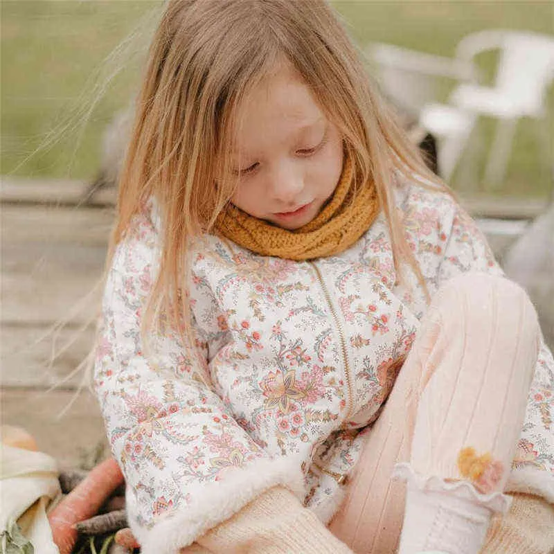 Enkelibb belo estilo vintage crianças meninas inverno jumer flor padrão de flor de malhas camisolas menina criança tops 211104