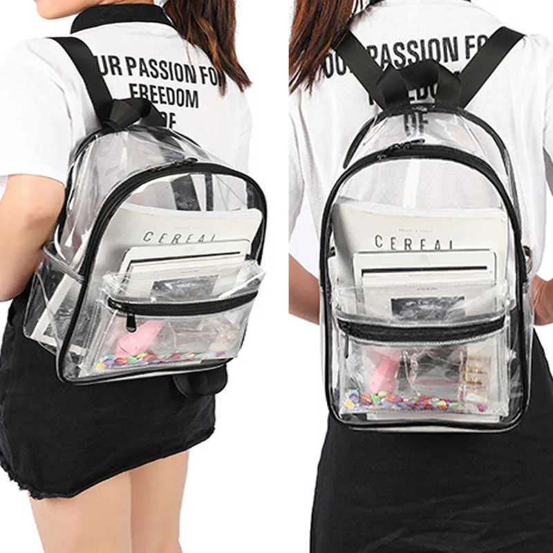 女性バックパック透明な防水PVCバッグ女性ファッションカレッジ学生透明なスパンコールバッグフェムバックパック2109229301405