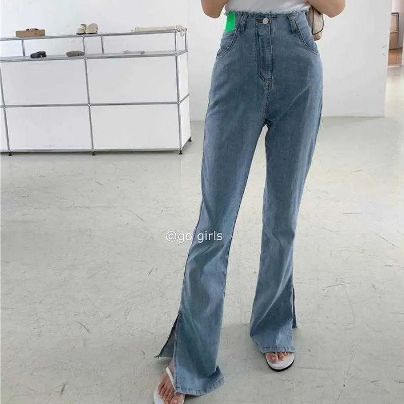 Yedinas vintage dames jeans hight taille broek casual los breed poot vriendje voor streetwear denim pant 210527