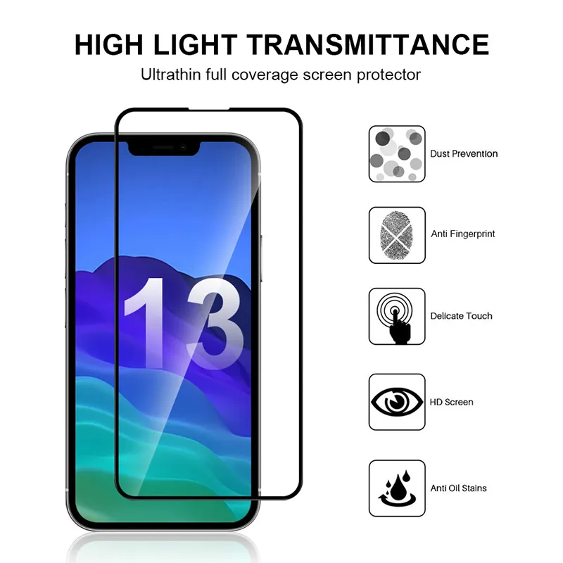 Protective Tempered Glass For iPhone 13 12 Mini 11 Pro X XR XS Max Screen Protector On 6 8 7 Plus SE