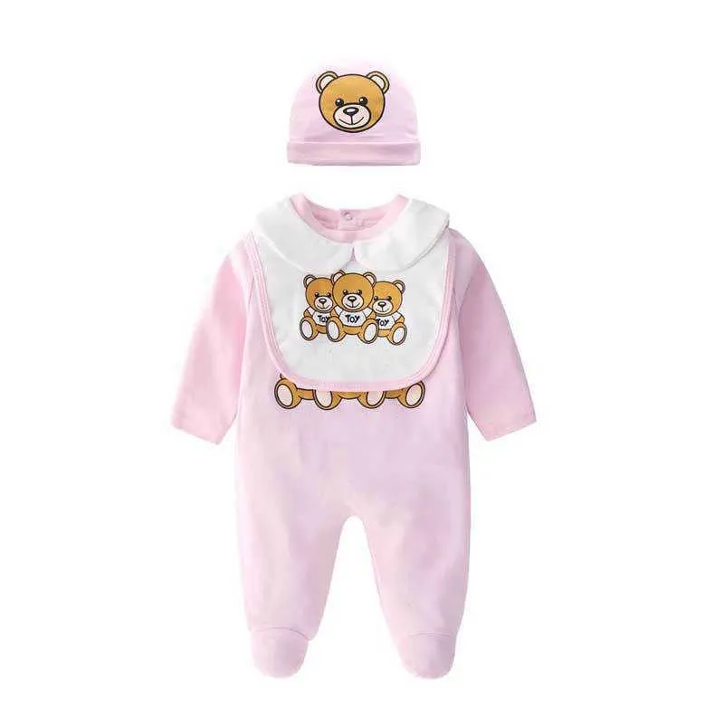 Kreskówka dla niemowląt niedźwiedź dla dzieci dziewczynki tatuse mumy mummy baby rompers babygrow sleepSuits Baby Romper 018 MIESIĘCIE 2108241793600