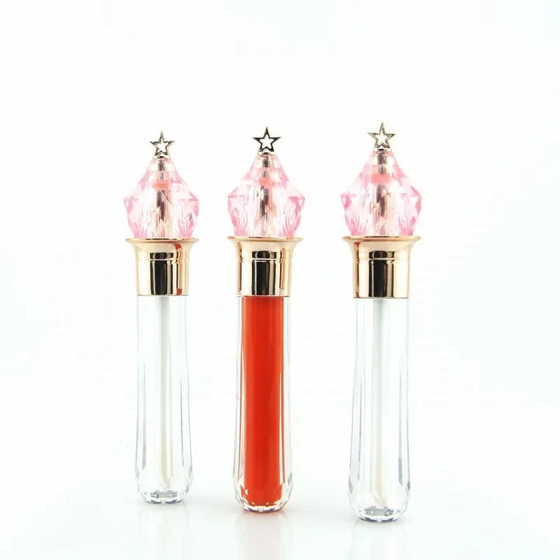 Garrafas de embalagem Exclusivo de 3.5ml Tubo Fairy Wand em forma de Pink Lipgloss Embalagem Refilable Lip Cosmetic Recipientes 10/30 / 