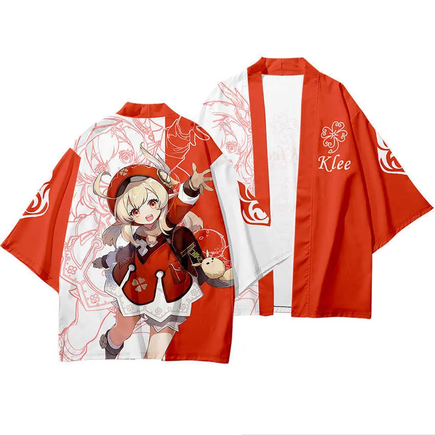 Sommar Skönhet Samurai Traditionell Kimono Japansk Anime Kläder Kofta Genshin Impact Spark Knight Klee Cosplay Män Kvinnor Yuka X0723