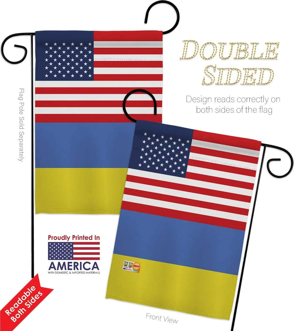 Americana Ukraine US Friendship Garden Flag Regional Nation International World Country Particular Area House Decoration Banner Small Yard Gift Double-Sided