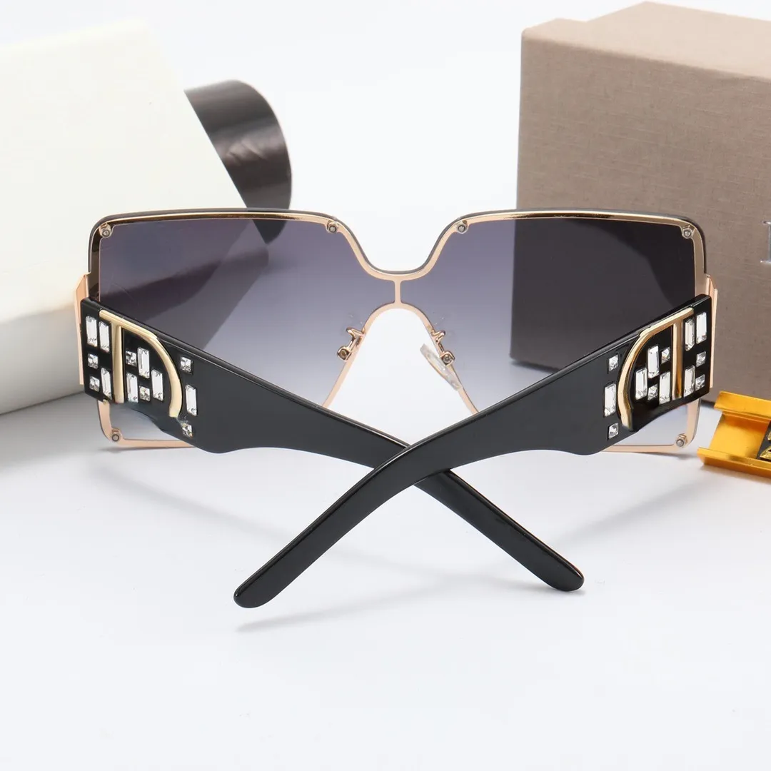 Kvinnors Solglasögon Fashion Diamond Inlagda European och American Sun Glasses Square One-Piece Stor Frame Trend Eyewear