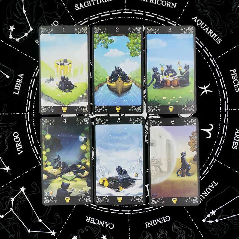 Gatos Pretos Tarots Cartões Profecia Divinate Divinção Inglês Version Entertainment Board Game 78 Folhas / caixas
