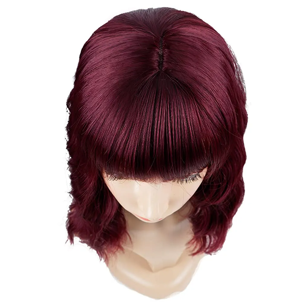Su dalgası bob perukları kadınlar için boks ile sentetik bob peruk, parlak dantel olmayan frontal peruk kırmızı siyah mor ısıya dayanıklı peruk