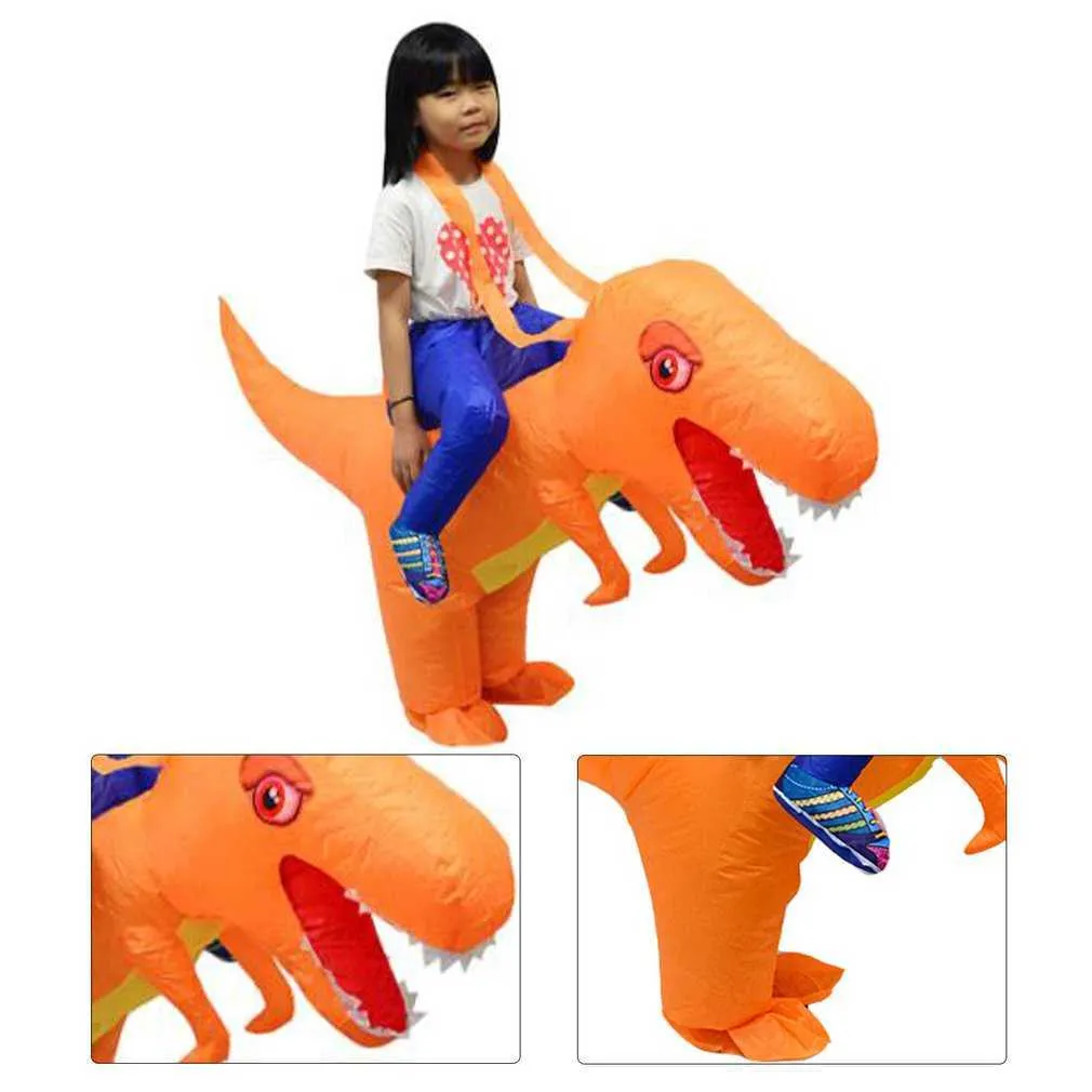 Kids Inflatable Anime Dinosaur Costume Toddler Halloween Blow Up Fancy Dress Up Kindergarten Garden Performance Game HOT New Q0910