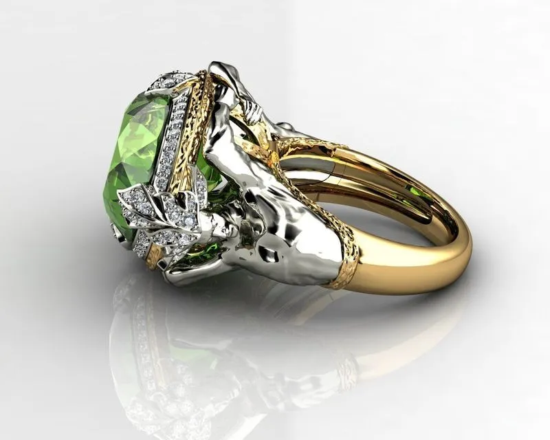 14K Geel Goud Kleur Emerald Gemstone Ring voor Vrouwen Fijn Anillos de Anel Bijoux Femme Sieraden Bizuteria Jade 220309