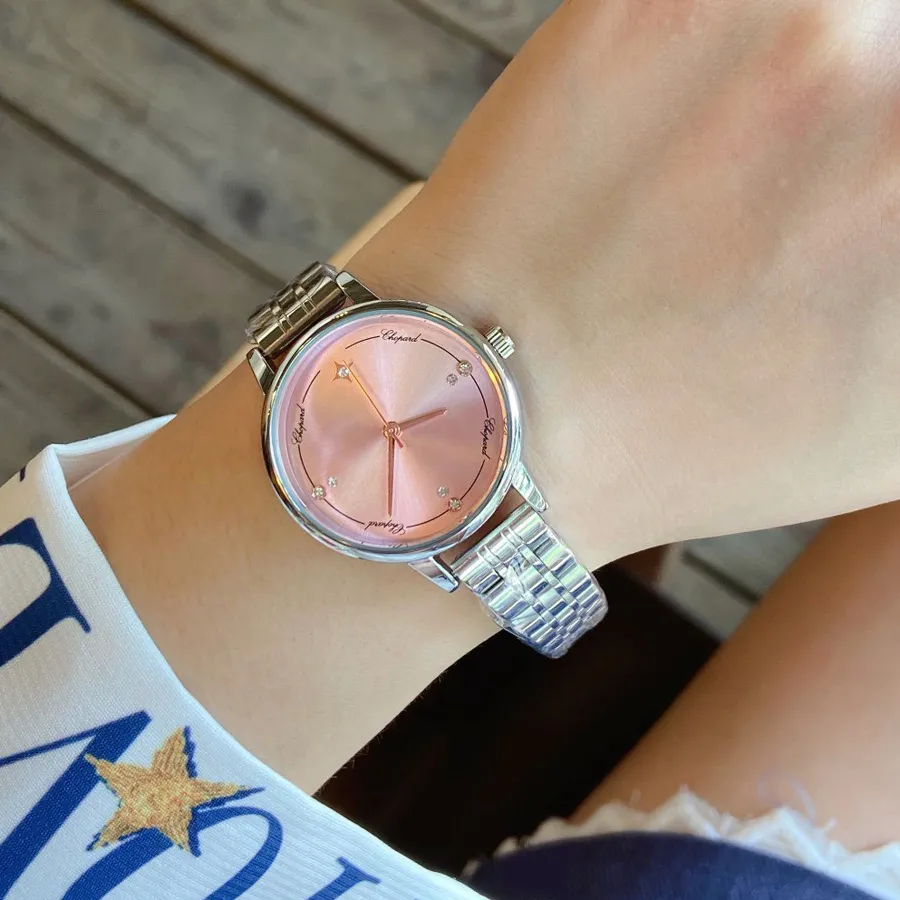 Relógios de marca feminino menina lindo cristal diamante estilo metal banda de aço relógio de pulso de quartzo CHA68295o