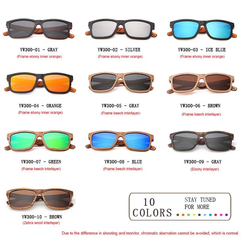 نظارة شمسية مصنوعة يدويًا من الخشب الخشب رجال مستقطبون من أشعة الشمس النساء UV400 مربع الأبنوس الحمار الخشبية 2021 جودة عالية 155 ج
