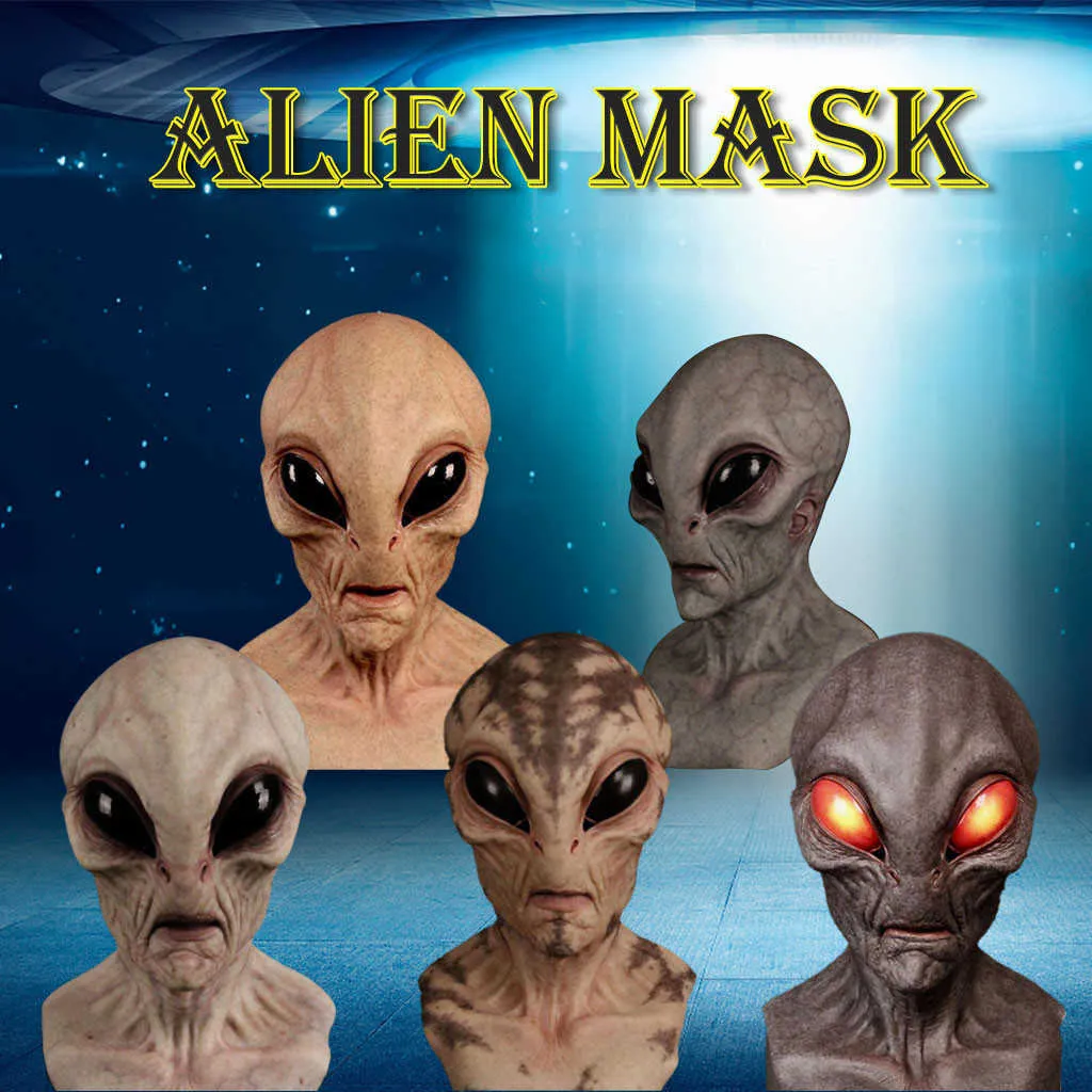 Halloween Alien Mask Skrämmande Horrible Big Eyes Skräck Alien Mask Helhuvud Latex Mask Magisk Mask Monster Mask Mondkapjes L230704