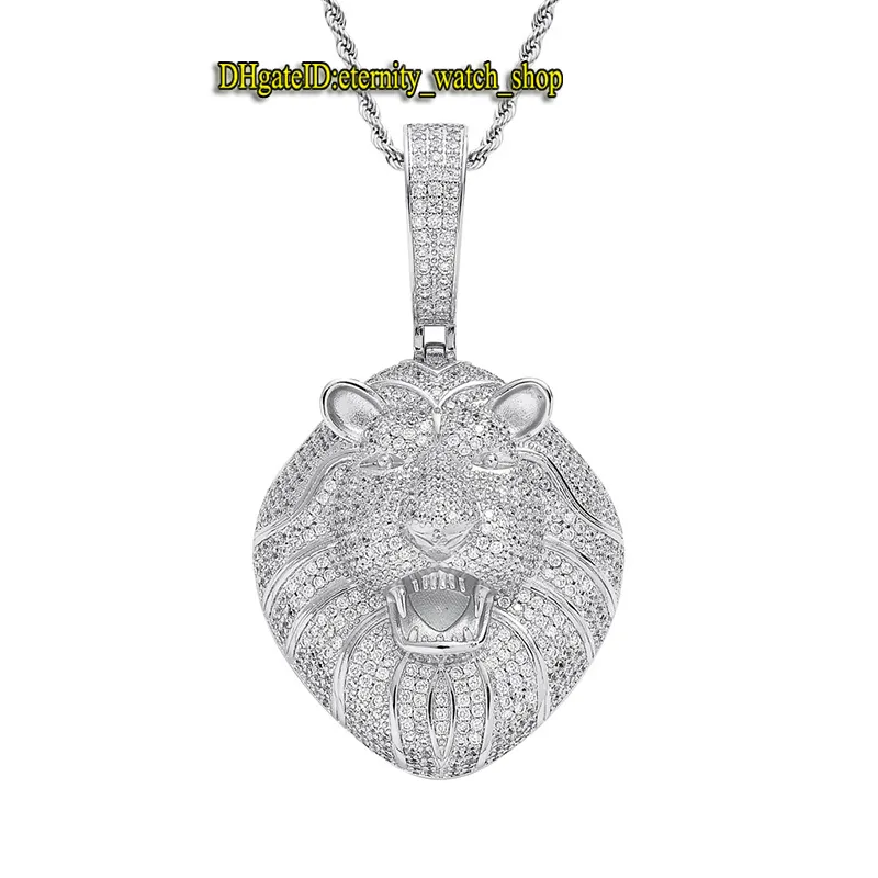 éternité 2021 nouveau pendentif tête de lion imprimé animal de haute qualité hip hop micro-incrusté de diamants CZ bicolore personnalité pendentif hiphop pour hommes