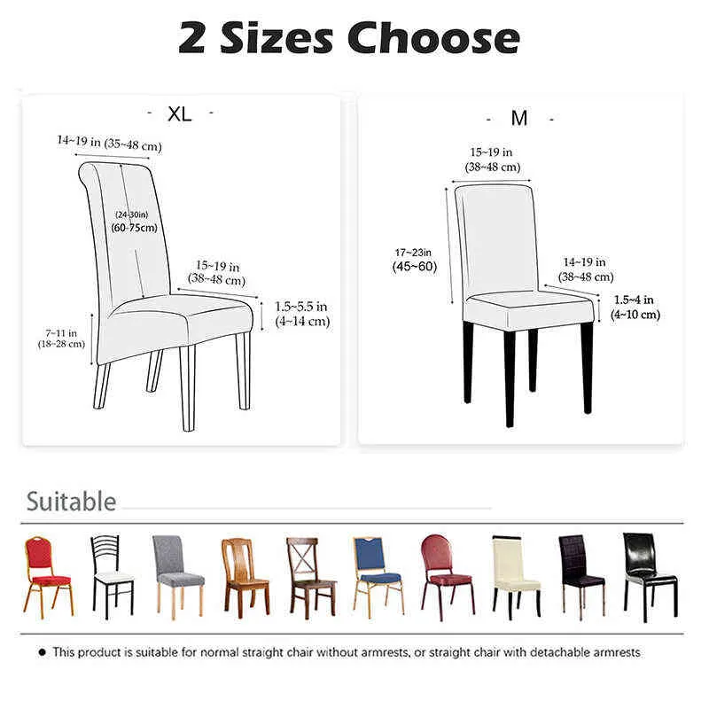 High Back Universal Elastyczność Krzesło Krzesło Żakardowe M XL Siza Pokrywa Jadalnia Kuchnia Biuro Domowe Flanel 211207