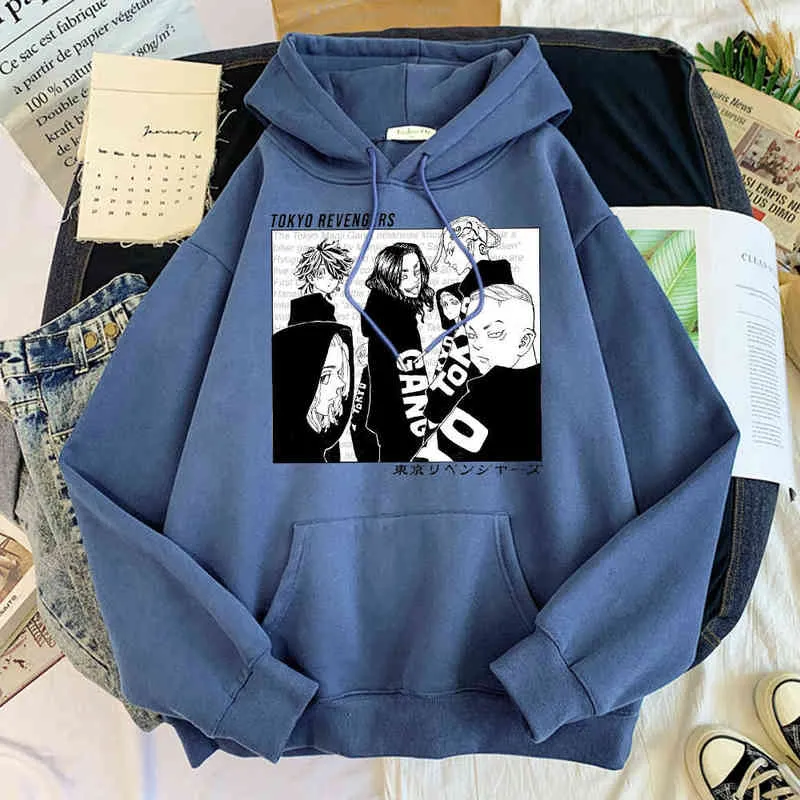 Anime Tokyo Revengers Imprimer Sweat À Capuche Hommes Mode Casual Survêtements Harajuku Vêtements Décontractés Polaire Chaud Surdimensionné Hoodies Pour Homme H1227