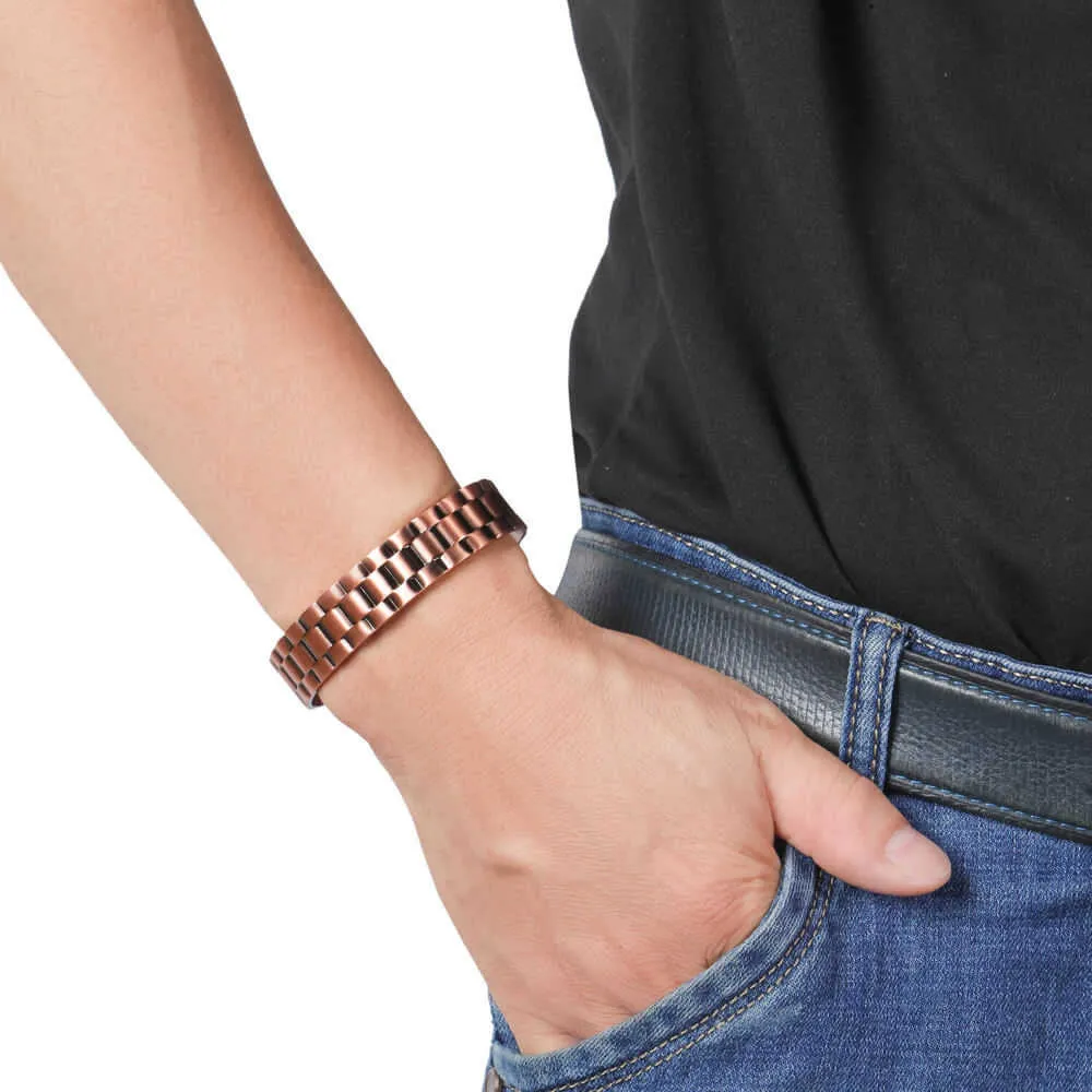 Sizzz Puur koper armbanden voor mannen vrouwen verstelbare brede manchet armbanden vintage energie magnetische armbanden armbanden mannen sieraden Q0717