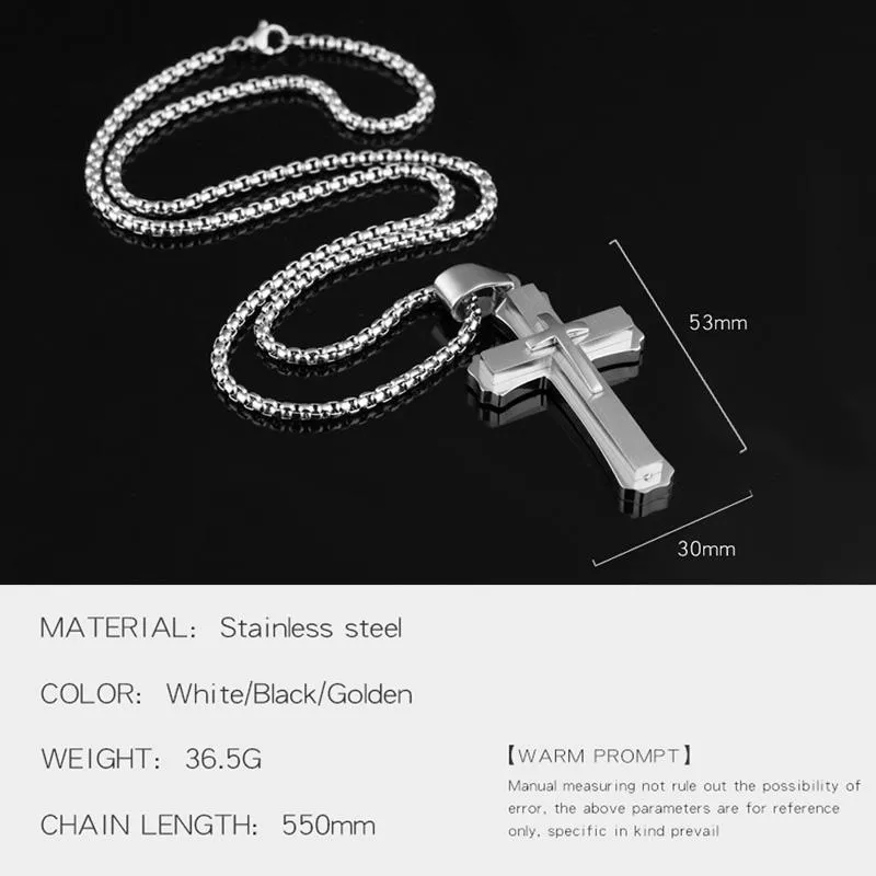 Подвесные ожерелья перекрестки мужчин подвески из нержавеющей стали ювелирные ювелирные изделия подарок 55 см серебряный цвет черный ожерелье Мужчина Еврей 300Z
