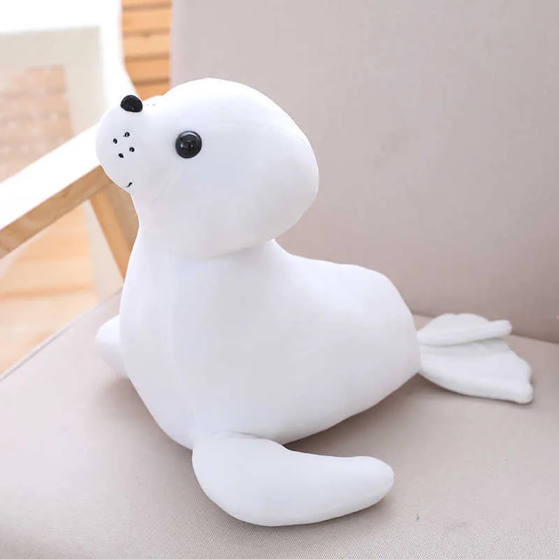 Almohada de foca suave lindo relleno blanco león marino peluche juguete animal muñeca para niños regalo novedad lanzamiento 210728