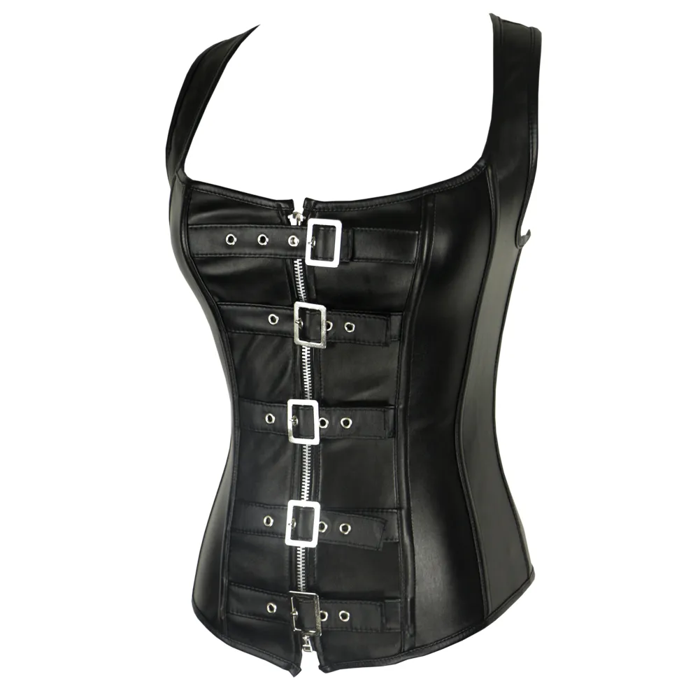 Syntetyczna skórzana gorset Strong Sexy Gothic Betpunk Bondage Top punk gorsets Trener talia 8276165U