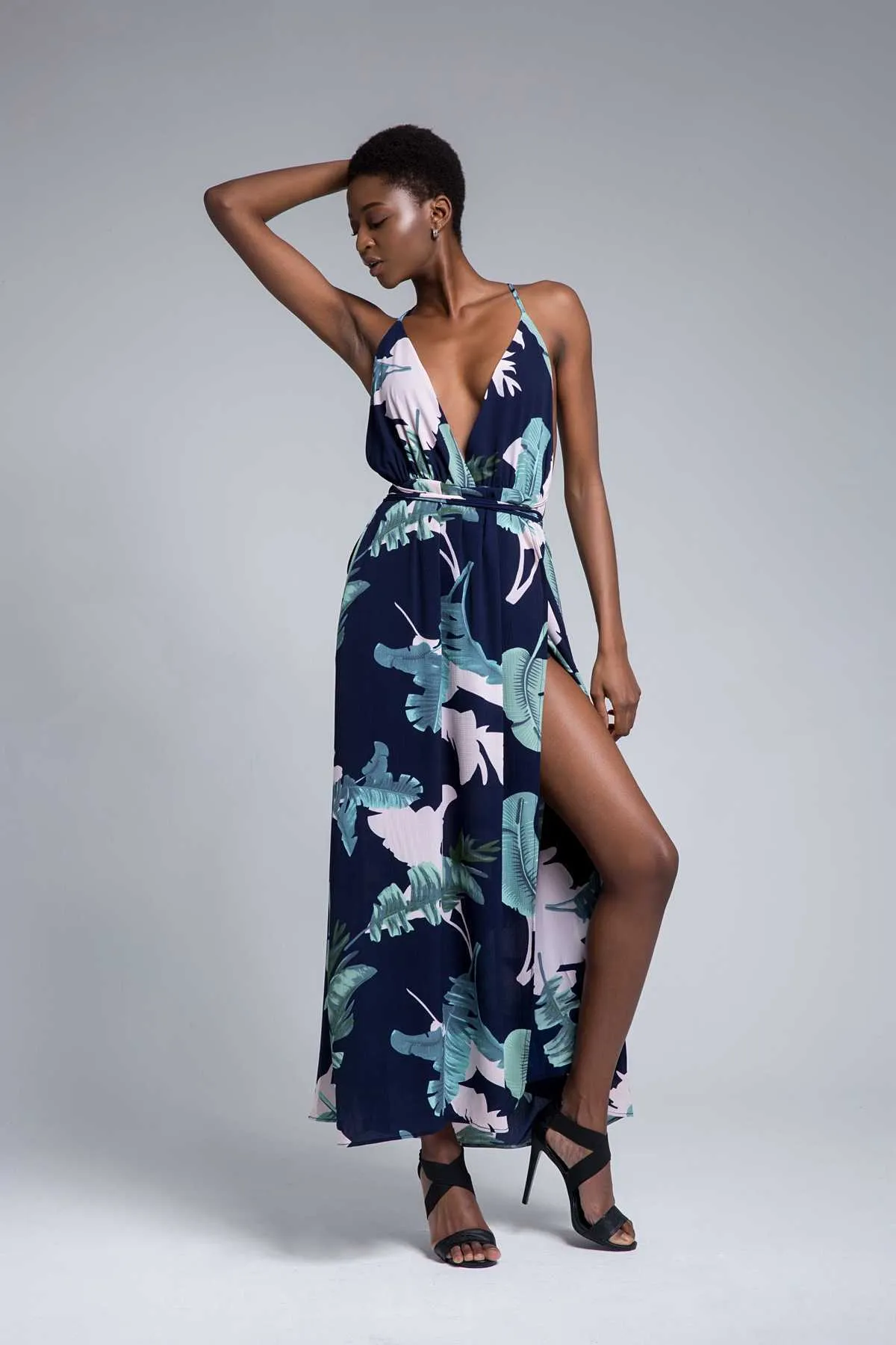 Women dress sexy summer vestidos de verano v-neck floral print chiffon women maxi 3351 50 210527