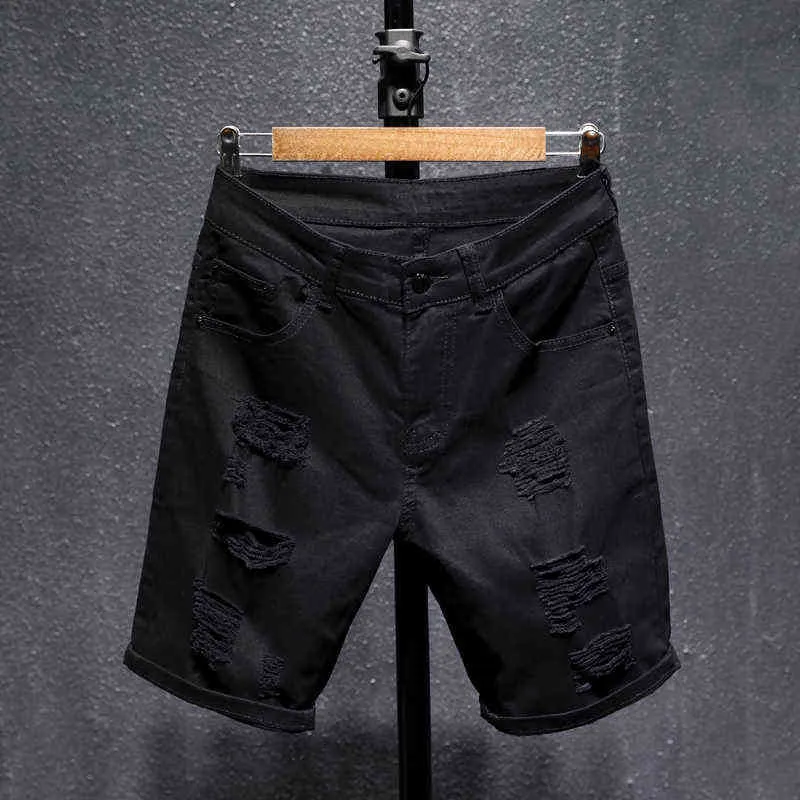 2020 nouveauté Shorts hommes veste pour homme décontracté solide coton été trou élastique mince noir hommes Boardshorts plage régulière H1210