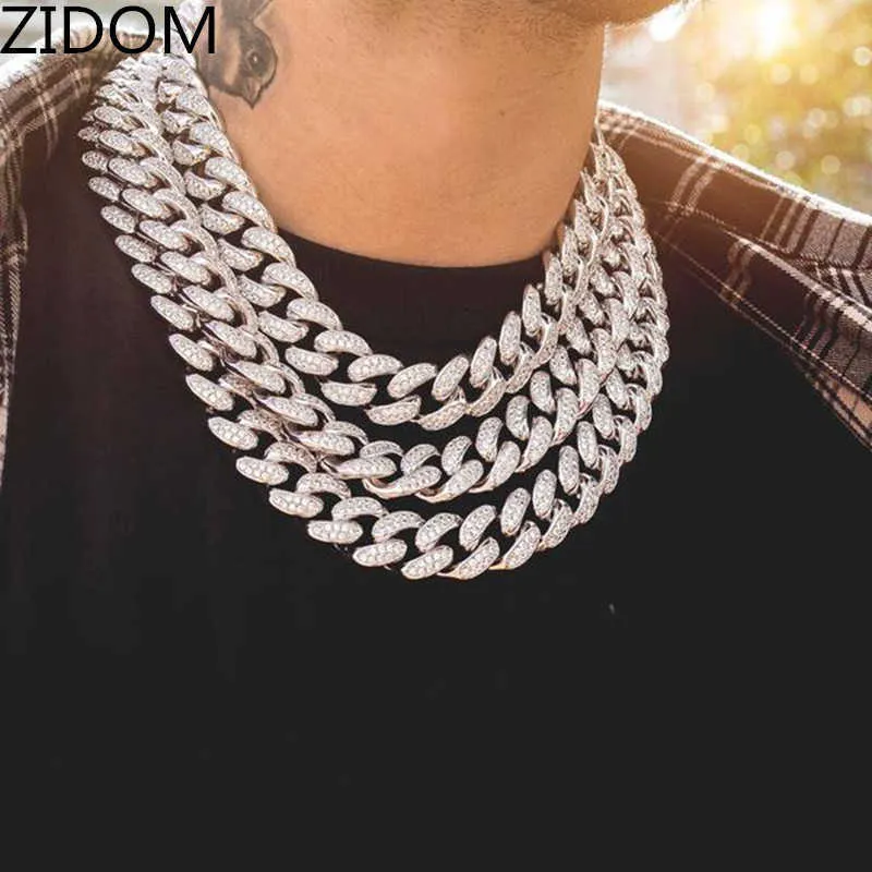 Men Hip hop Iced Out Bling chain Necklace pave setting 20mm width Miami Cuban chains necklaces Hiphop jewelry T200821322Q
