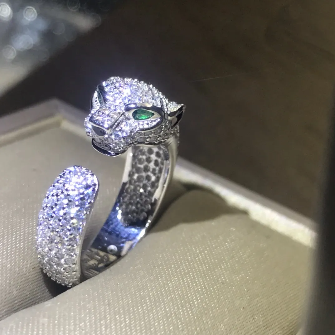 panthere serie anillo vintage retro Piedras joyería 18K chapado en oro reproducciones oficiales moda avanzada diamantes exquisito regalo h258r
