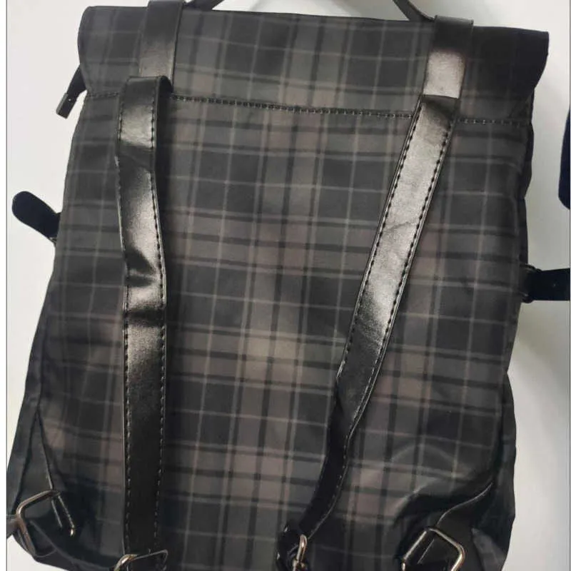 Plaid Gothic Punk Rock Sain Backpack Women Techwear Goth Sac A Dos Mochilas School Torby dla nastoletnich dziewcząt Bagpack 210913317F