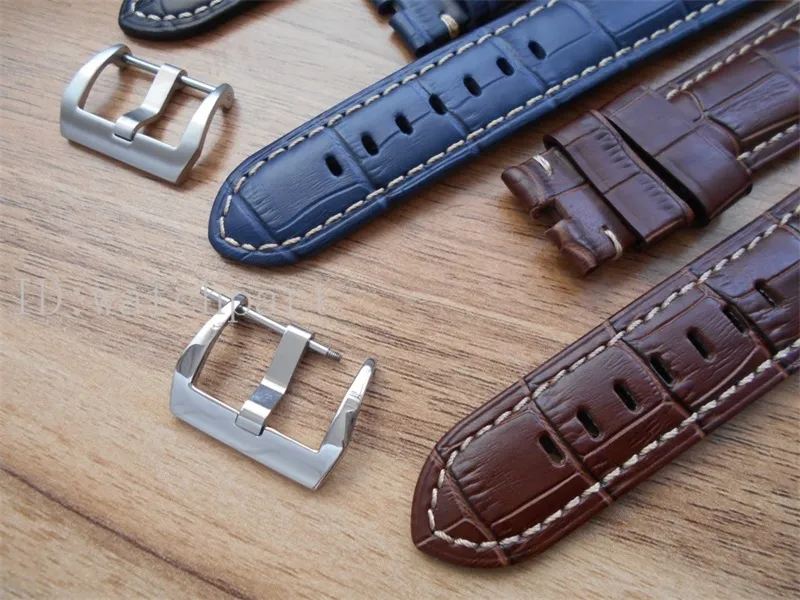 Watchpart Watchband Handmade Handmine Leather Watch Strap مع Pin Buckle Fit Pam Watch باللون البني الأسود الأزرق الزرقاء الساعات 248A