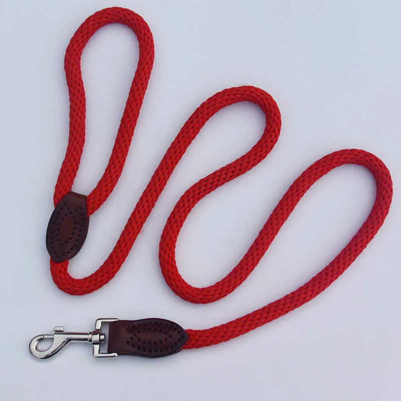 Laisse de chien en cuir en nylon Long suivi corde ronde formation de marche en plein air laisses de plomb pour animaux de compagnie pour chiens de taille moyenne 2M // 5M 210729