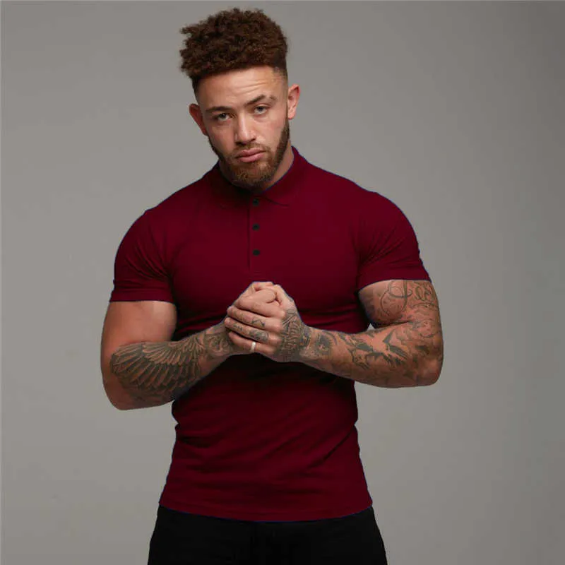 Märke Men Mode Shirts Ops Short Sleeve Fitness Skjorta Bomull Mens Kläder Rend Casual 210629