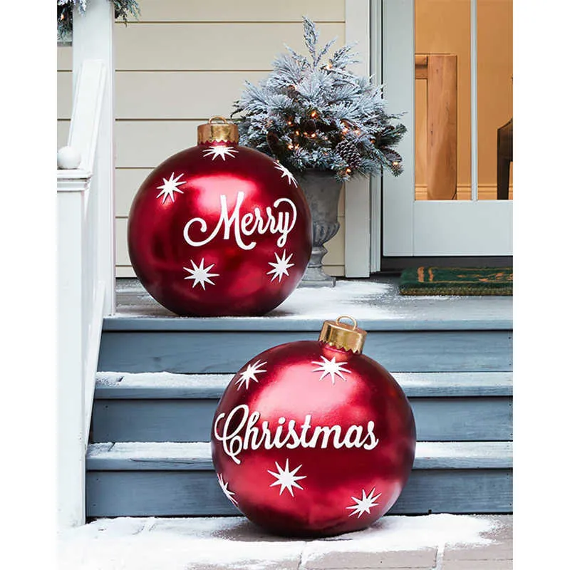 60cm Bolas de Natal Decorações de árvores Atmosfera ao ar livre PVC Brinquedos infláveis para casa Presente Bola Xmas 210910297e