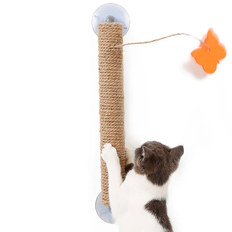 Solid Wood Cat Climbing Frame Sisal Anti-Scratch Scratching Post Claw Board Interactive Toy With Bell Kittens Cats Scratcher