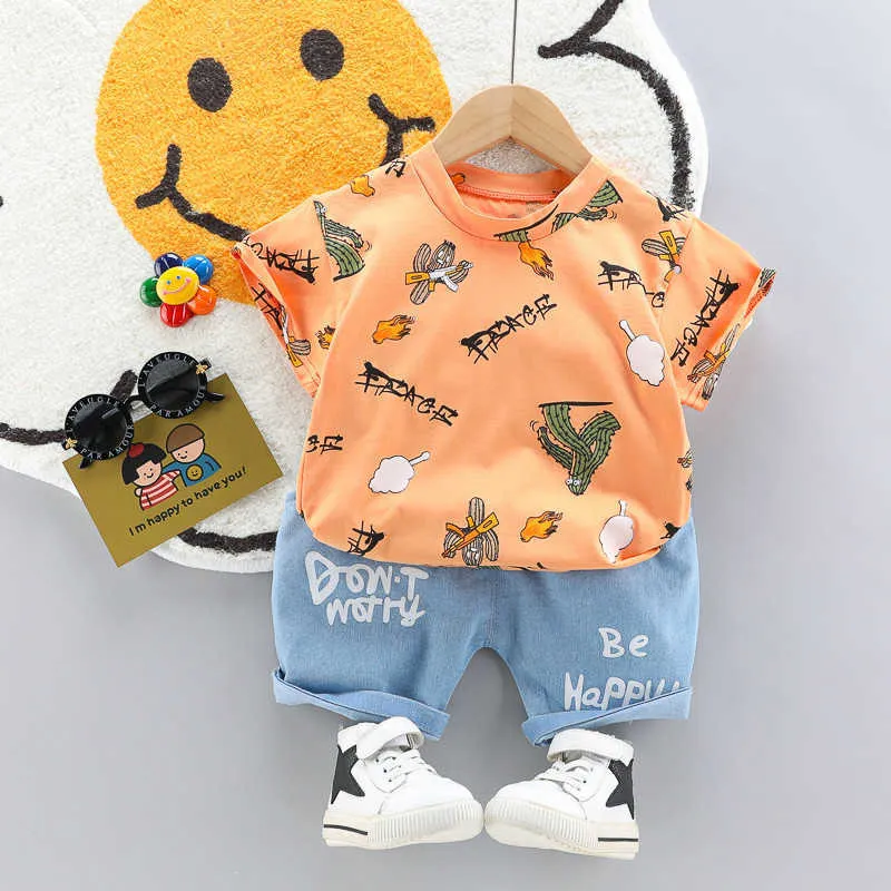 Sommar spädbarn kostym Bomullskläder för nyfödda baby pojkar kläder kaktus topp + shorts 2st -outfit set barn kostym