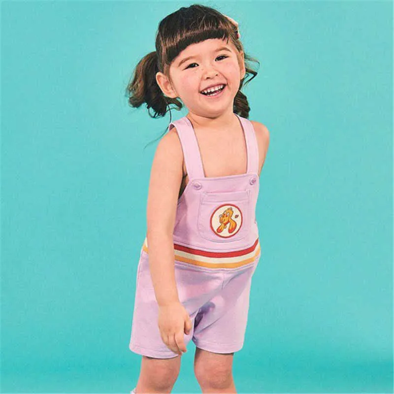 Menina criança adorável macacão para verão cute jumpsuit sem mangas strap onesie coreano crianças menino roupas 210619