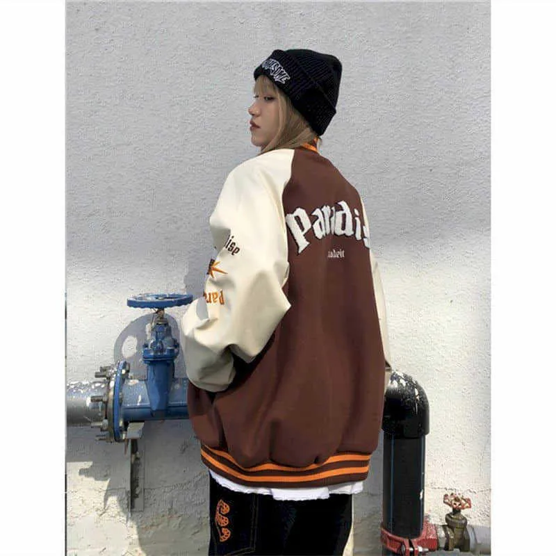 Ss Bomber Woman Jacket Hip Hop Furry Bone Patchwork Color Block Jackor Mens HaraJuku Streetwear Men Baseball Coats Unisex 210818