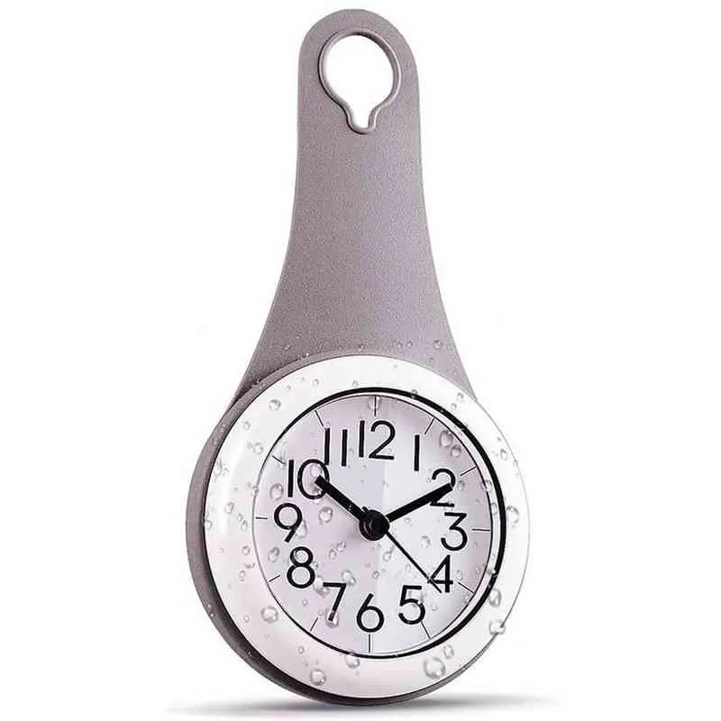 Taille compacte cuisine salle de bain horloge murale étanche douche silencieuse suspendus décor horloges murales avec ventouses décoration de la maison H1230