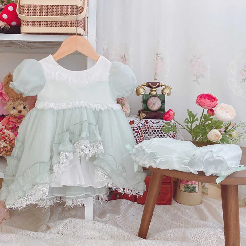 Spanska Baby Dress Girl Turkiska Vintage Klänningar Spädbarn Prinsessan Lolita Ball Gown Children Eid Födelsedag Robe Kid Boutique Kläder 210615