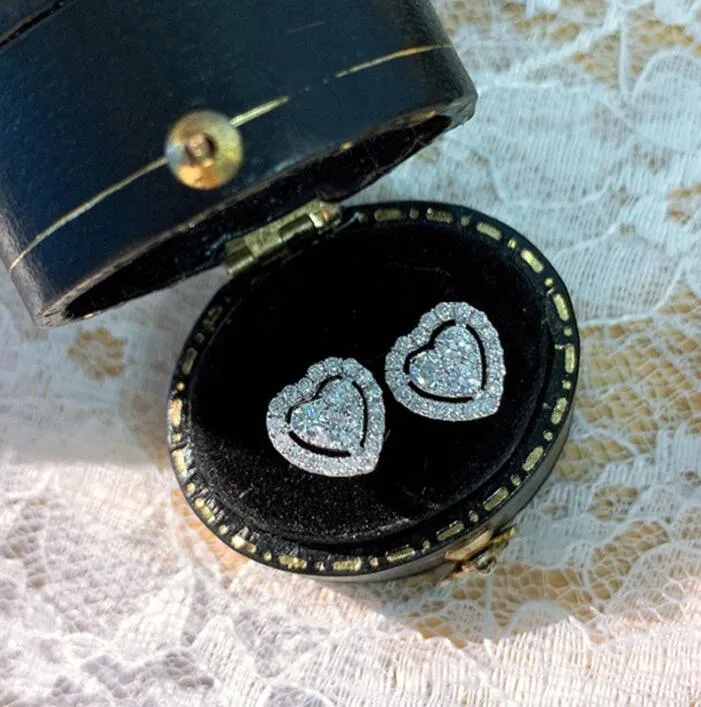 Choucong nuovissimi orecchini a bottone dolce carino semplice gioielli di moda argento sterling 925 pavimenta 5A zircone cubico partito donne matrimonio He215B