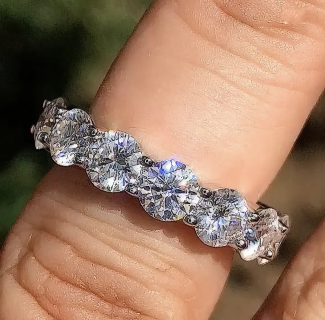 BANDEN RINGEN vinger 925 ZILVER PAVE INSTELLING FULL DIAMOND ETERNITY ENGAGEMENT WEDDING Ring SET Fijne SIERADEN Hele maat 5-12235f