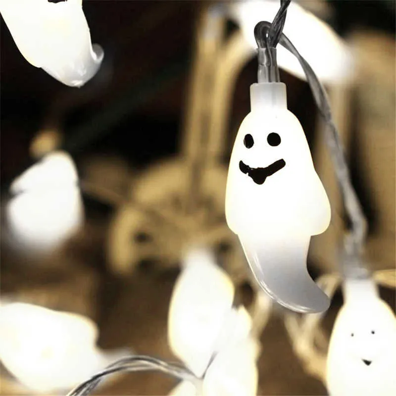 Halloween Fairy Lights Vit Ghost String Decoration Horror Bedroom Present TB Y0720