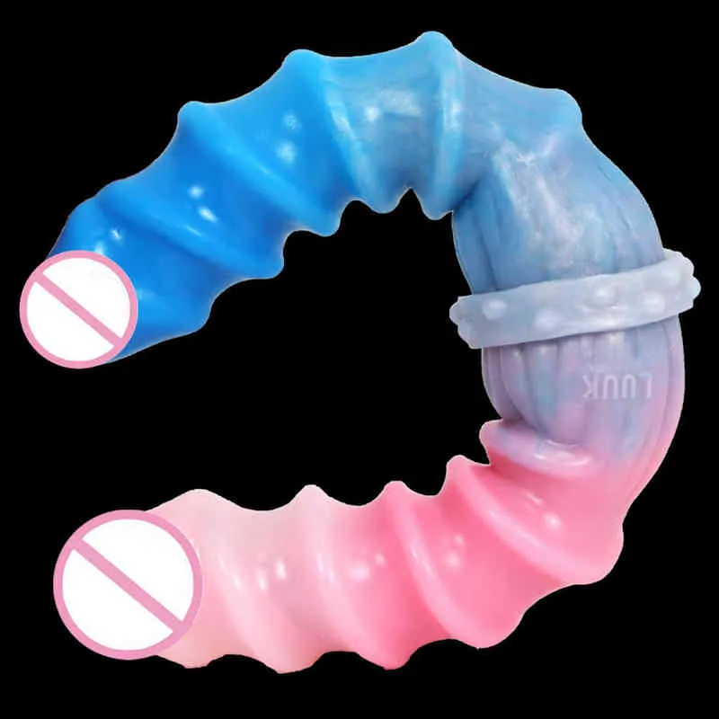 Nxy Dildos Anal Brinquedos Luuk Novo Color Spiral Silicone Simulação Pênis Dupla Masturbação Feminino Feminino Adulto Produtos Sexuais 0225