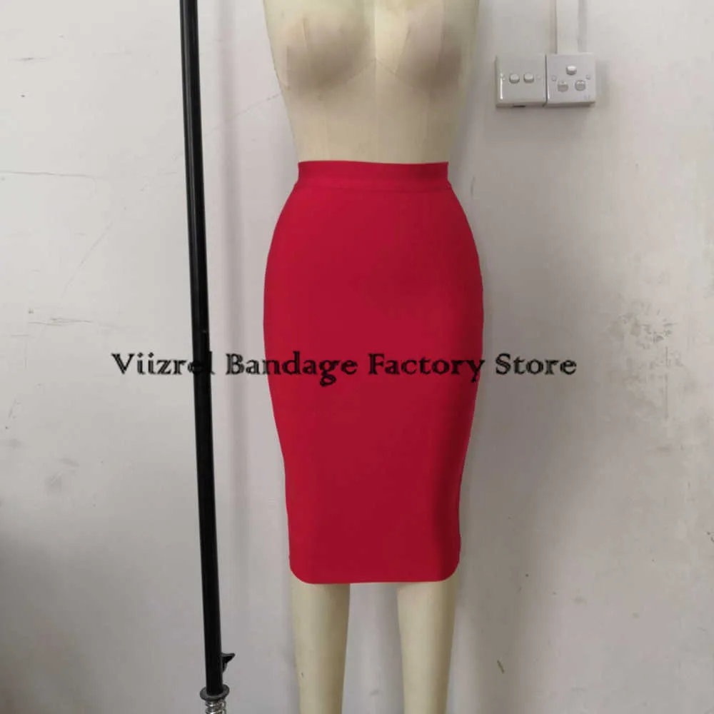 femme libre jupes quotidienne Genou Longueur Bandage noir jaune rouge rue Crayon Femmes Parti Mode travail Formelle Jupe 210629