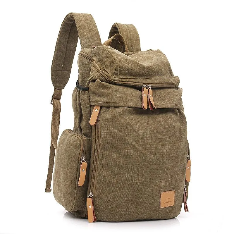 Backpack Fashion Classic Canvas Men's Tide Brand Casual European And American Retro Large-capacity Trend Travel Bag227E