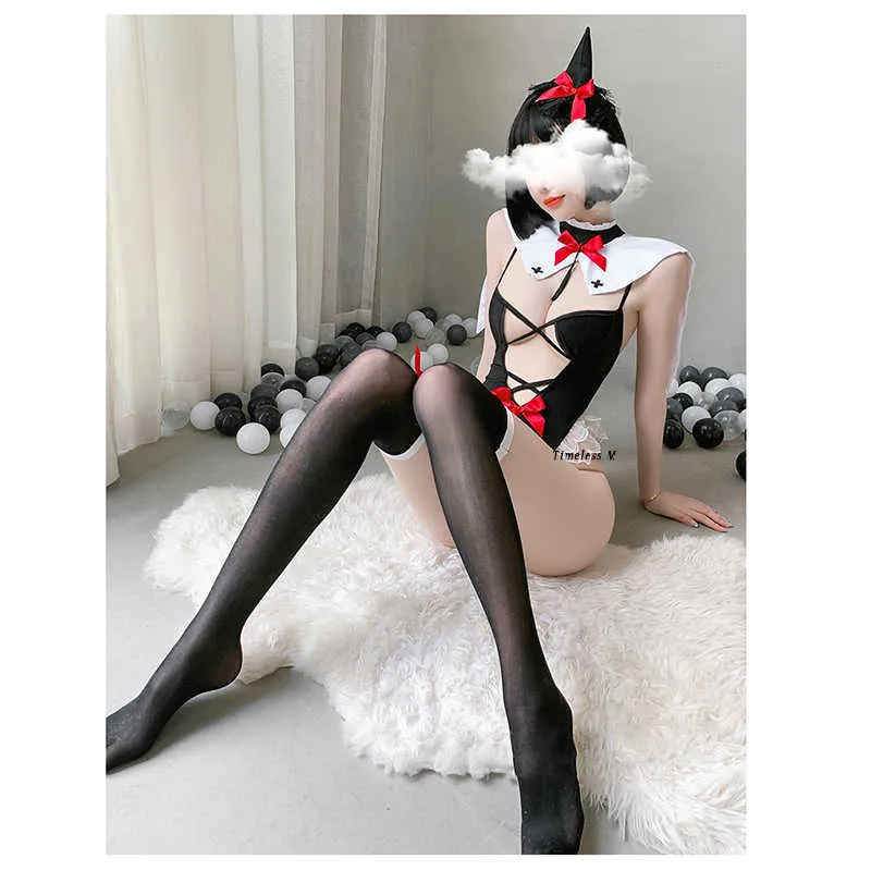 2020New Halloween Body Hot Sexy Dessous Lady Witchhat Anime Maid Erotische Unterwäsche Sex Cosplay Uniform Anzug Nette Elfin Mädchen Y0911