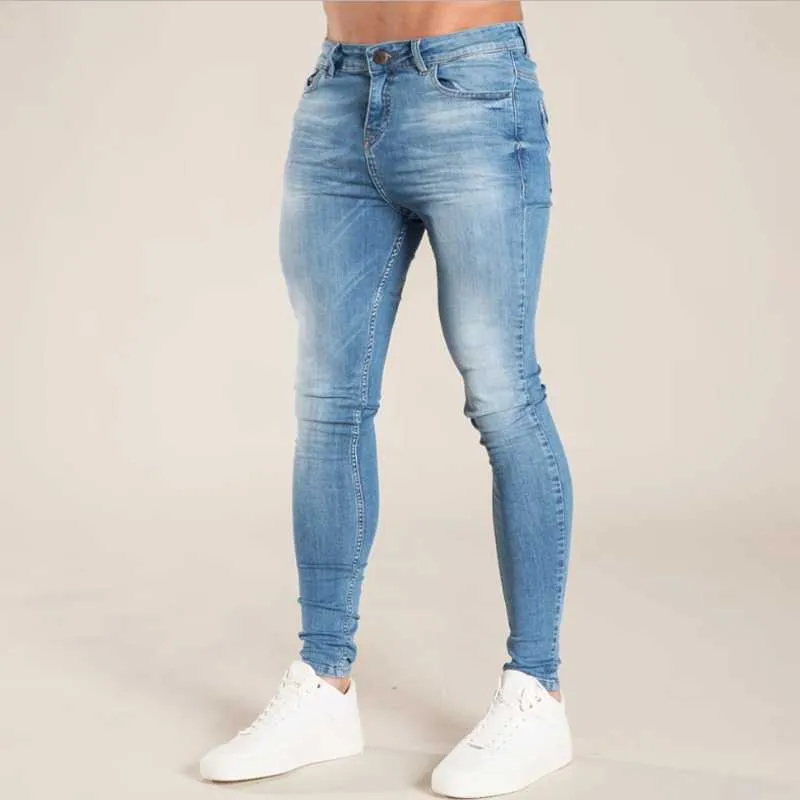 NEW Mens Skinny Jeans 2020 slim Pencil pants Jeans Men Ripped Stretch Denim Pants Elastic Waist Big Size EU and US X0621