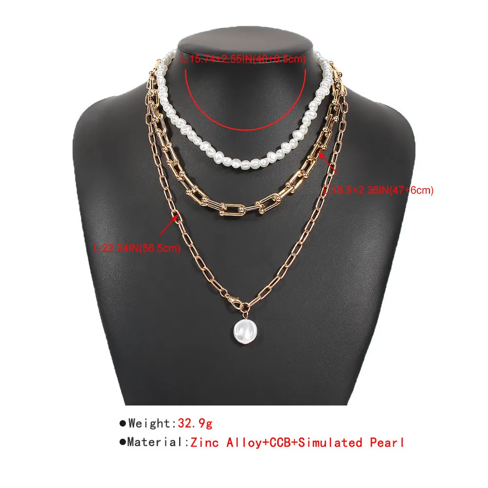 Pearl Necklace for women039s neck chain 2021 Cuban link choker Multilayered Punk Gold Portrait Pendant Necklaces Jewelry4833247