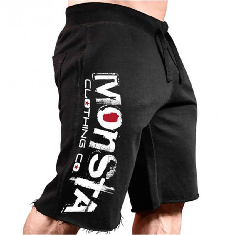 Hommes D'été Lâche Coton Imprimé Casual Shorts Fitness Workout Gym Vêtements Jogging Sweatshorts Genou Longueur Plus La Taille Court Homme X0628