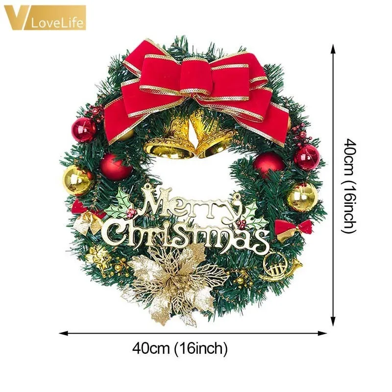 Christmas Garland Decoration for Home Xmas Tree Wreaths Wall Hanging Ornaments New Year Gift Merry Christmas Party Supplies T200909