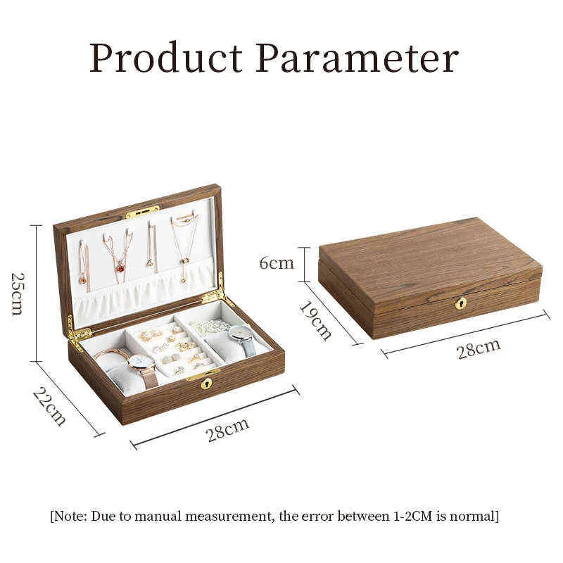 Große Holz-Schmuckschatulle für Herren, Uhrenständer, Organizer für Damen, Ohrringe, Ringhalter, Schmuck-Display, Aufbewahrung 211105250J